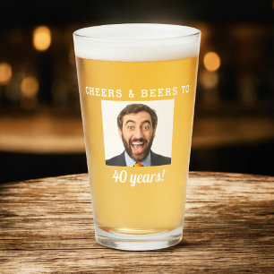 Cheers & Beers 40 Years Old Birthday Photo Glass