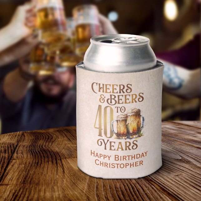 Cheers & Beers 40th Birthday Can Cooler (Creator Uploaded)