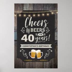 Cheers & Beers 40th Welcome Sign 20x30