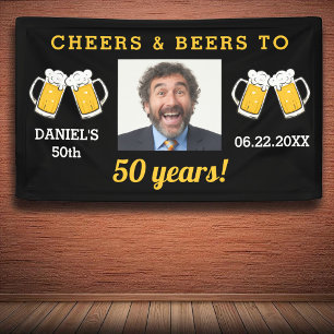 Cheers & Beers 50 Years Birthday Photo Keepsake Banner