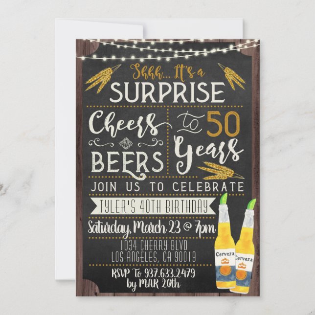 Cheers & Beers 50th Birthday Invitation (Front)