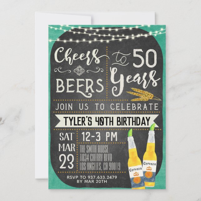 Cheers & Beers 50th Birthday Invitation (Front)