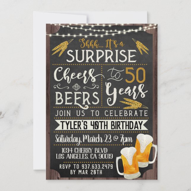 Cheers & Beers 50th Birthday Invitation (Front)
