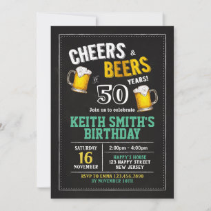 Cheers & Beers 50th Birthday Invitation - Any Age