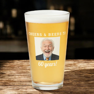 Cheers & Beers 60 Years Old Birthday Photo Glass