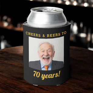 Cheers & Beers 70 Years Birthday Photo Keepsake Can Cooler