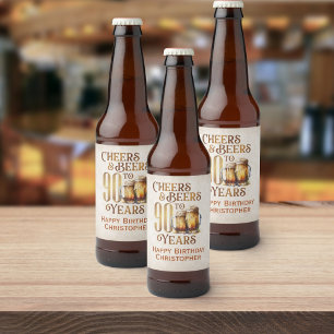Cheers & Beers 90th Birthday Beer Bottle Label