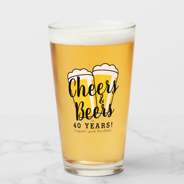 Cheers & Beers Adult Any Age Birthday Glass (Front Filled)