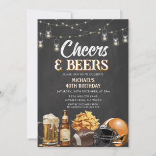 Cheers & Beers Adult Birthday Chalkboard Lights Invitation