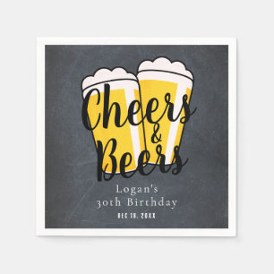 Cheers & Beers Adult Birthday Chalkboard Napkin