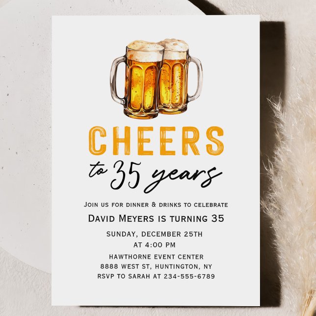 Cheers Beers Adult Birthday Party Invitation (Creator Uploaded)