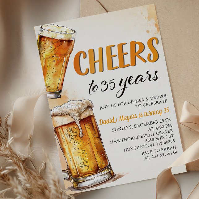 Cheers Beers Adult Birthday Party Invitation (Creator Uploaded)