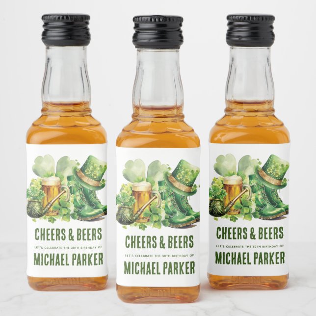 Cheers Beers Adult Birthday St Patrick's Day Favou Liquor Bottle Label (Bottles)