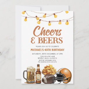 Cheers & Beers Adult Birthday String Lights Party Invitation