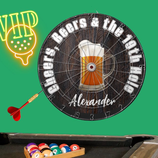 Cheers Beers and the 19th Hole Golf Balls Wood Dartboard (Creator Uploaded)