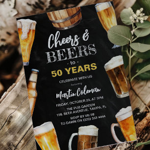 Cheers & Beers Any Age Fun Adult Birthday Invitation