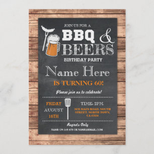 Cheers & Beers BBQ Birthday Party ANY AGE Invite