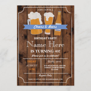 Cheers & Beers BBQ Birthday Party ANY AGE Invite