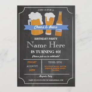 Cheers & Beers BBQ Birthday Party ANY AGE Invite