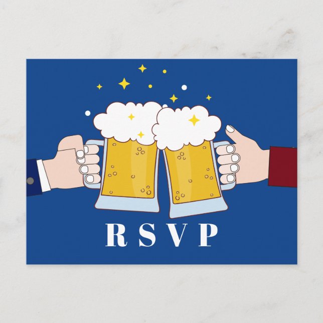 cheers beers, beer theme, party, Postcard RSVP (Front)