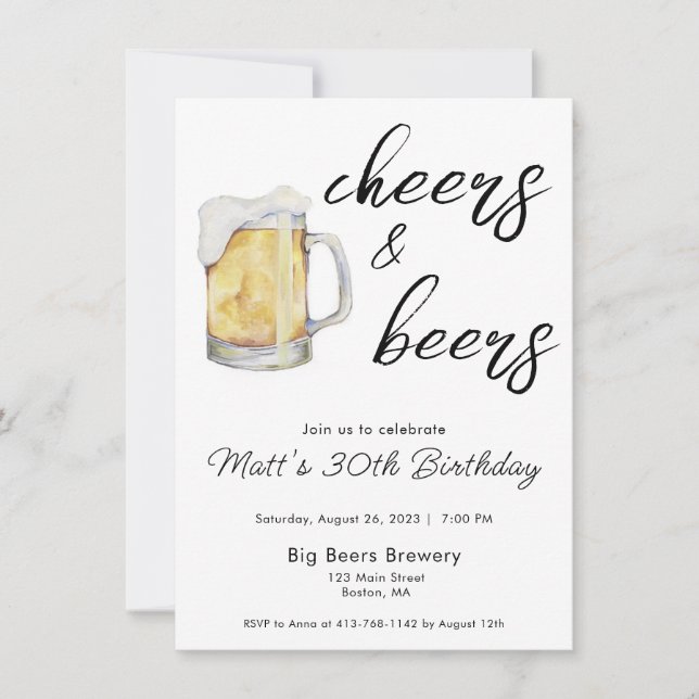 Cheers & Beers Birthday Invitation (Front)