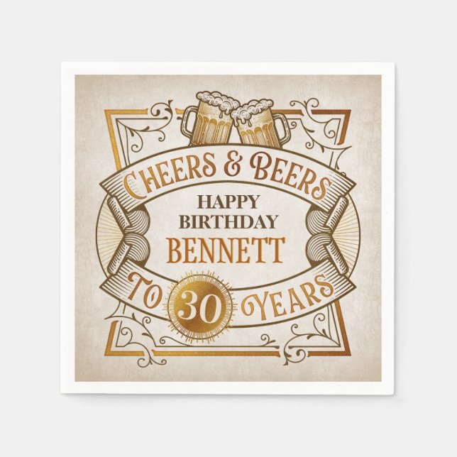Cheers Beers Birthday Napkin (Front)