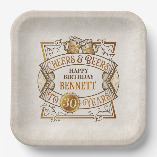 Cheers Beers Birthday Paper Plate (Front)