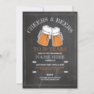 Cheers & Beers Birthday Party 21st 30th Invitation