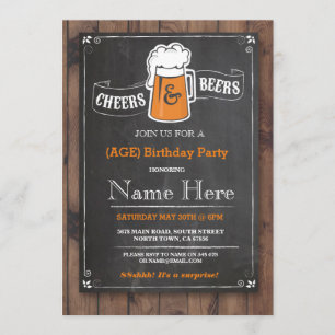 Cheers & Beers Birthday Party 21st 30th Invitation