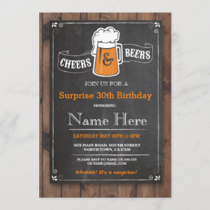 Cheers & Beers Birthday Party ANY AGE Beer Invite