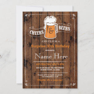 Cheers & Beers Birthday Party ANY AGE Beer Invite