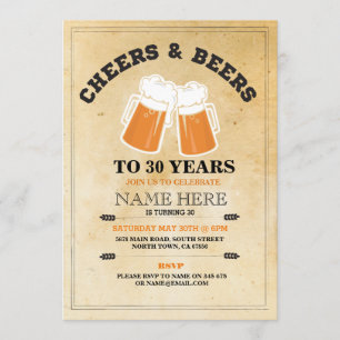 Cheers & Beers Birthday Party Any Age Invitation