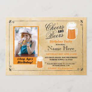 Cheers & Beers Birthday Party Beer Photo Invite 40