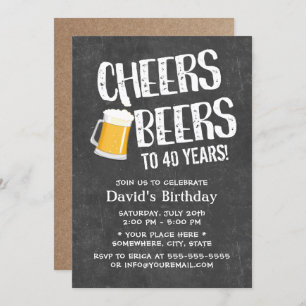 Cheers & Beers Birthday Party Chalkboard Invitation
