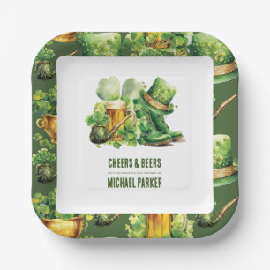 Cheers Beers Birthday St Patrick's Day Custom Paper Plate