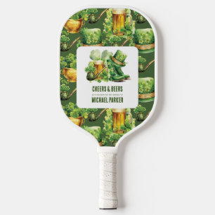 Cheers Beers Birthday St Patrick's Day Pickleball Paddle