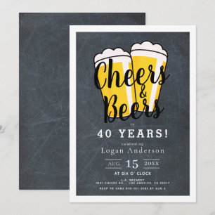 Cheers & Beers Chalkboard Adult Birthday Party Invitation