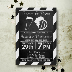 Cheers & Beers Chalkboard Bachelor Party Invitation