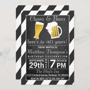 Cheers & Beers Chalkboard Birthday Party Invitation