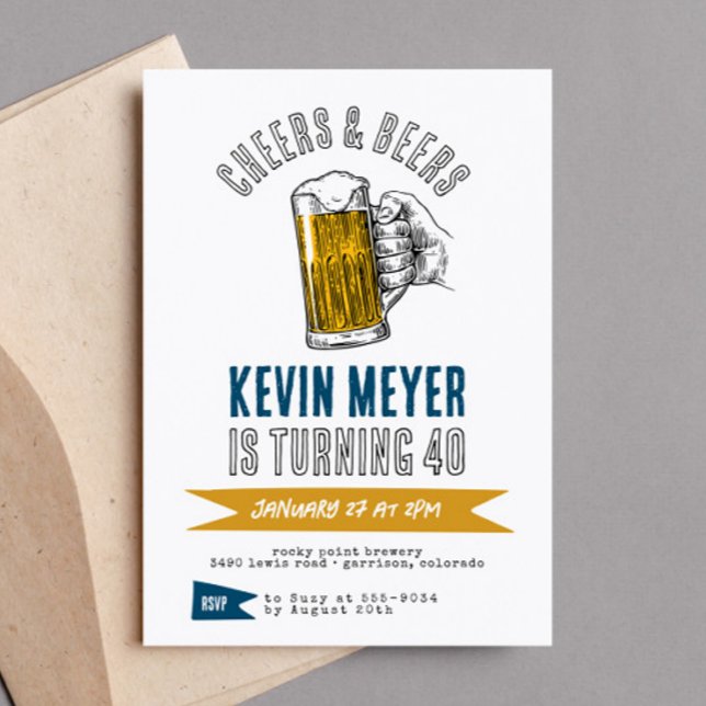 Cheers & Beers Cocktail Any Age Birthday Party Invitation (Creator Uploaded)