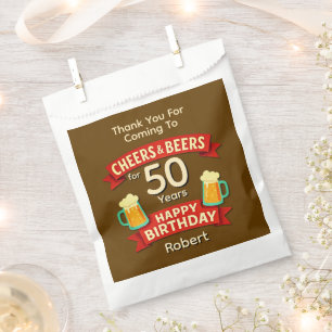 Cheers & Beers for 50 Years Happy Birthday NAME Favour Bags