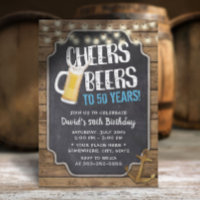 Cheers & Beers Gold Anchor Rustic 50th Birthday