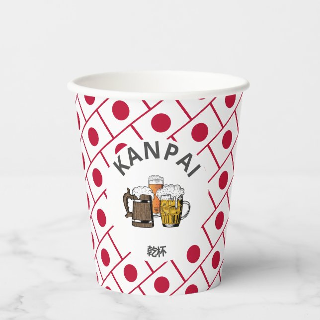 Cheers Beers JAPANESE FLAG Paper Cups (Front)