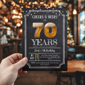 Cheers & Beers Men's 70th Birthday Invitation