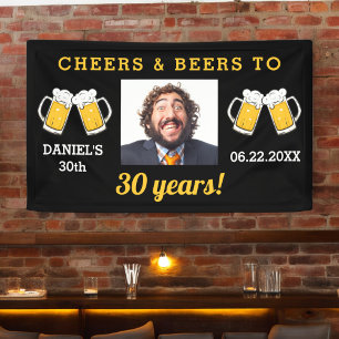 Cheers & Beers Milestone Birthday Photo Keepsake Banner