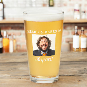 Cheers & Beers Milestone Birthday Photo Keepsake Glass