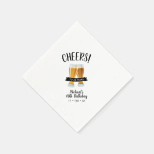 Cheers Beers   Modern Adult 40th Birthday Party Napkin