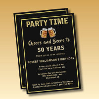 Cheers & Beers Party Time 50th (Any Year) Birthday