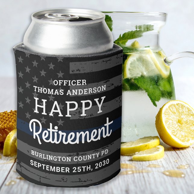Cheers & Beers Personalised Police Retirement Can Cooler (Creator Uploaded)