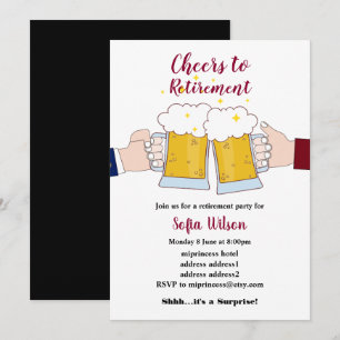 cheers, beers, retirement party invitation